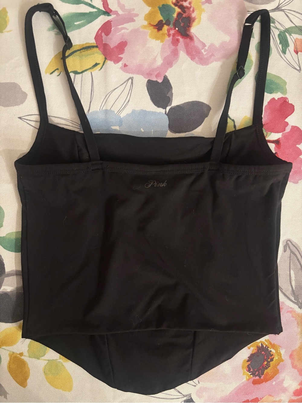 Black Spaghetti Strap Corset Style Tank Top - Picture 3 of 3
